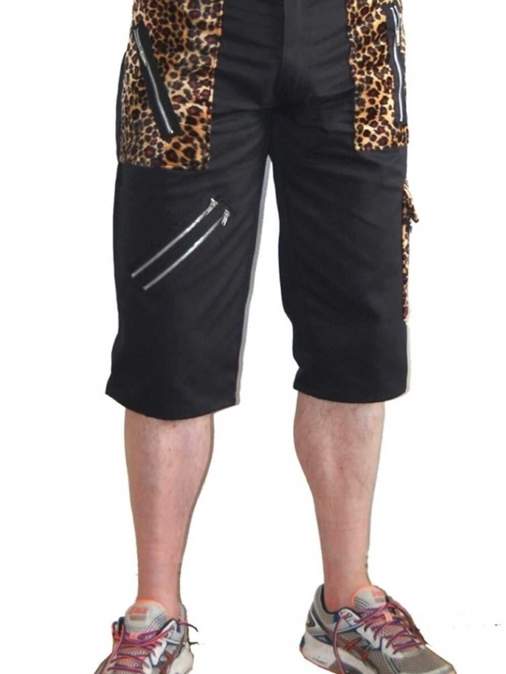Tiger of London Zip Bondage Pants in Black Cotton with Leopard Trim